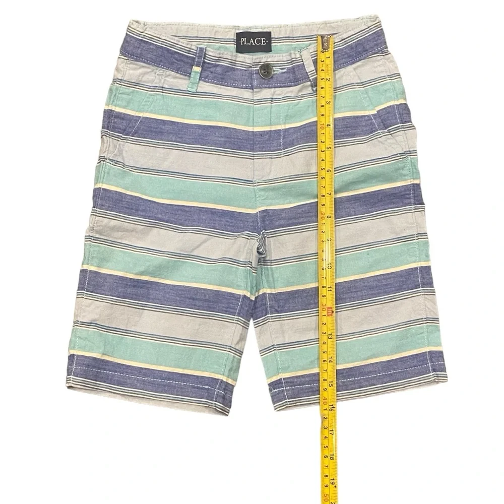 Childrens Place Boys Blue Striped‎ Shorts Size 7 Adjustable Waist